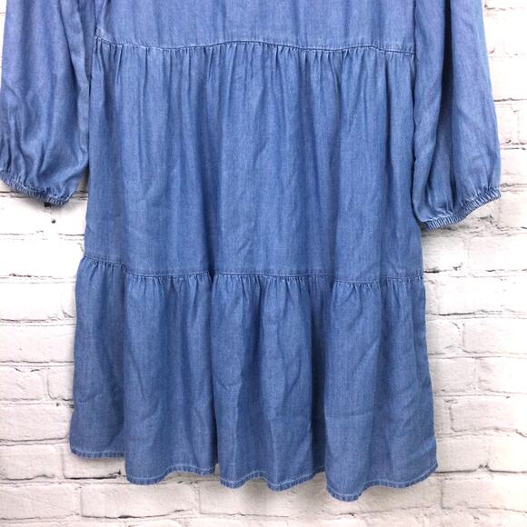 BeachLunchLounge Collection Boho Embroidered Balloon Sleeve Tiered Dress S - Picture 3 of 15